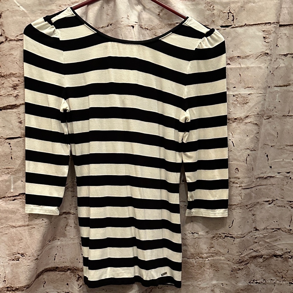 White House Black Market Black and White Striped Top